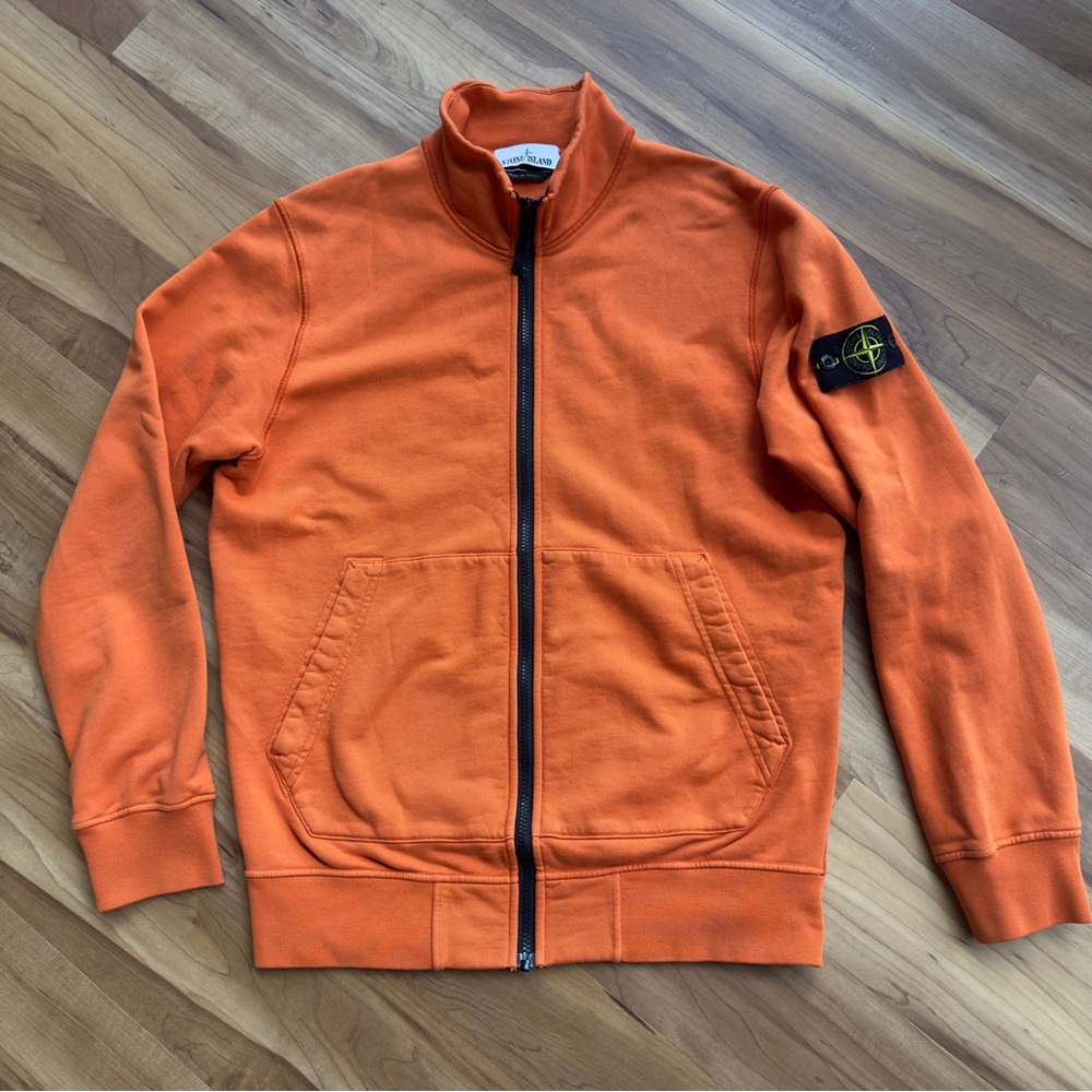 NWOT Stone Island Orange Full-Zip Sweat Jacket
